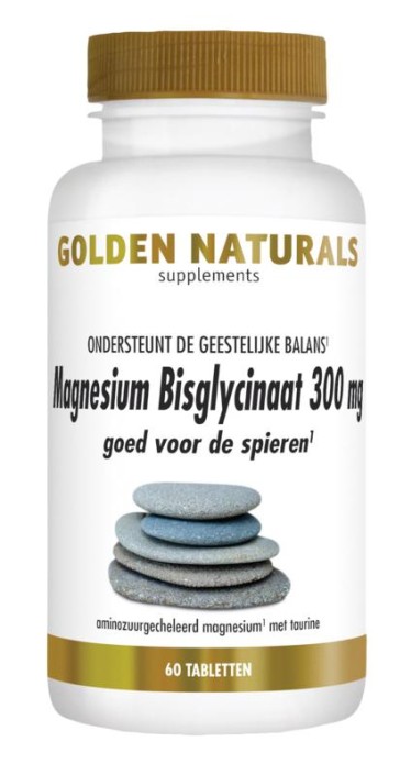 Golden Naturals Magnesium bisglycinaat 300mg (60 Tabletten)
