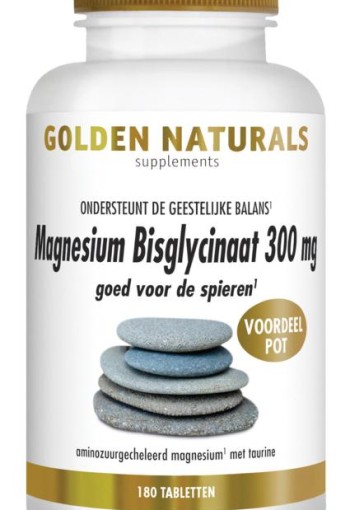 Golden Naturals Magnesium bisglycinaat 300mg (180 Tabletten)