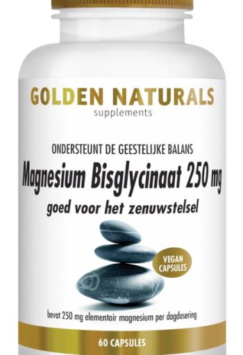 Golden Naturals Magnesium bisglycinaat 250mg (60 Vegetarische capsules)