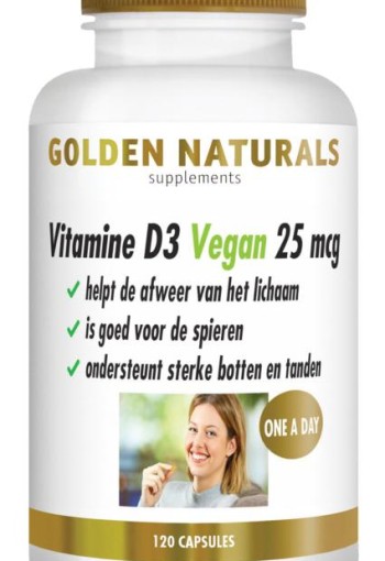 Golden Naturals Vitamine D3 25mcg vegan (120 Capsules)