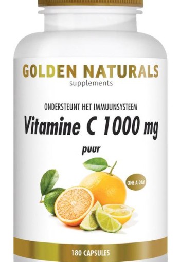 Golden Naturals Vitamine C 1000 puur (180 Vegetarische capsules)