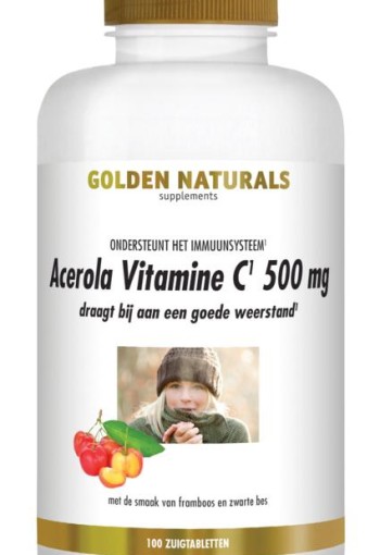 Golden Naturals Acerola vitamine C 500mg (100 Zuigtabletten)