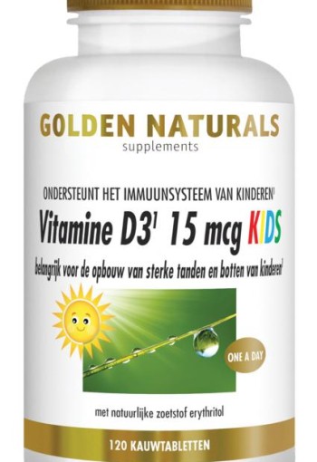 Golden Naturals Vitamine D3 15mcg kids (120 Kauwtabletten)