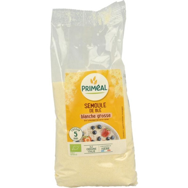 Primeal Griesmeel witte tarwe grof bio (500 Gram)