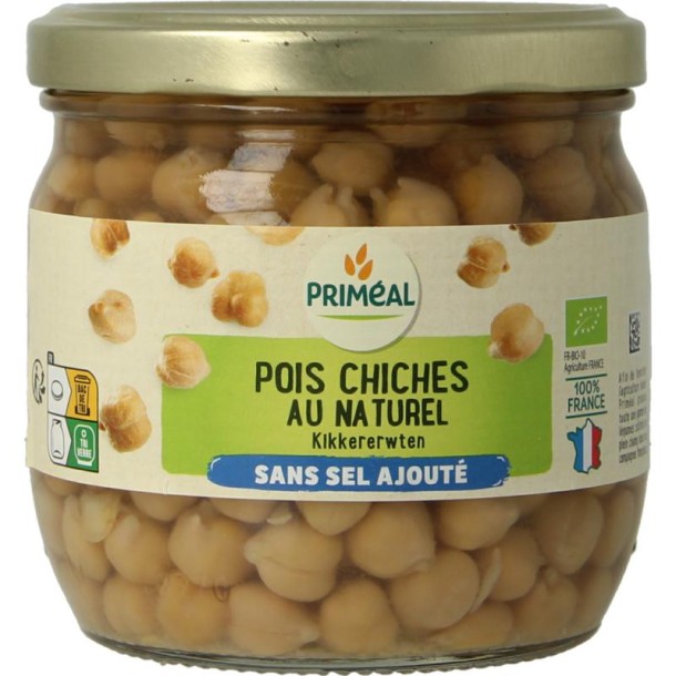 Primeal Kikkererwten zonder toegevoegd zout bio (330 Gram)