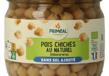 Primeal Kikkererwten zonder toegevoegd zout bio (330 Gram)