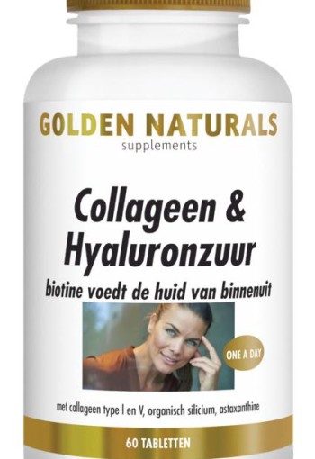 Golden Naturals Collageen & hyaluronzuur 60 Tabletten