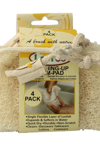 Loofco Schoonmaakspons loofah dun bio (4 Stuks)
