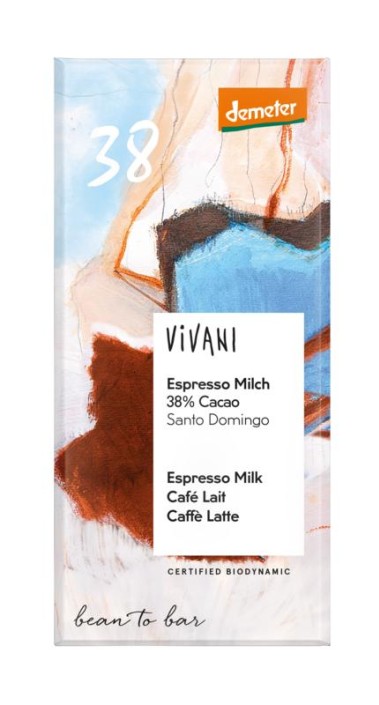 Vivani Chocolade Demeter melk espresso 38% bio (90 Gram)
