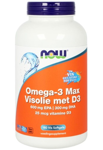 NOW Omega 3 max visolie D3 EPA DHA (180 Softgels)