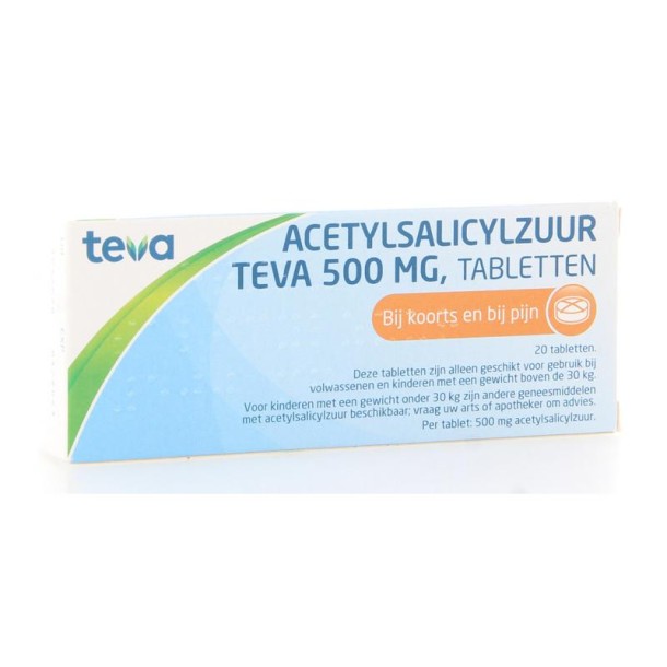Teva Acetylsalicylzuur 500mg (20 Tabletten)