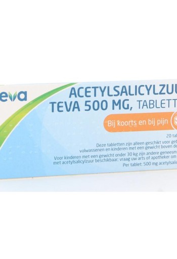 Teva Acetylsalicylzuur 500mg (20 Tabletten)