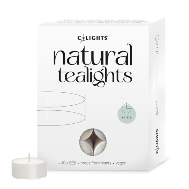 C-Lights Natuurlijke theelichtjes 6 branduren (40 Stuks)