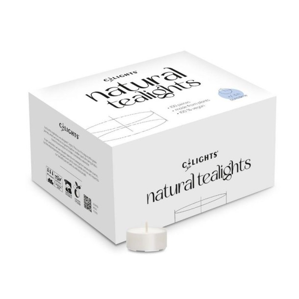 C-Lights Natuurlijke theelichtjes 6 branduren (100 Stuks)