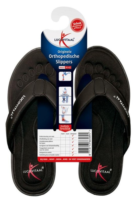 Lucovitaal Orthopedische slipper 41-42 zwart (1 Paar)