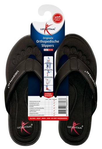 Lucovitaal Orthopedische slipper 45-46 zwart (1 Paar)