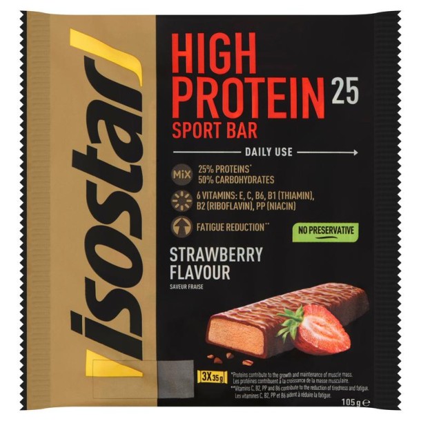 Isostar High protein 25 sport bars strawberry 3 pack (105 Gram)
