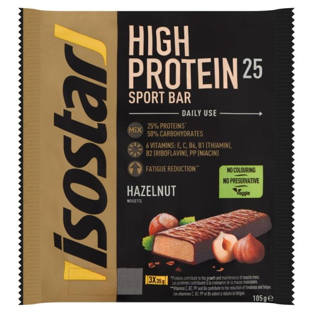 Isostar High protein 25 sport bars hazelnut 3 pack (105 Gram)
