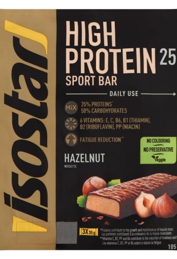 Isostar High protein 25 sport bars hazelnut 3 pack (105 Gram)