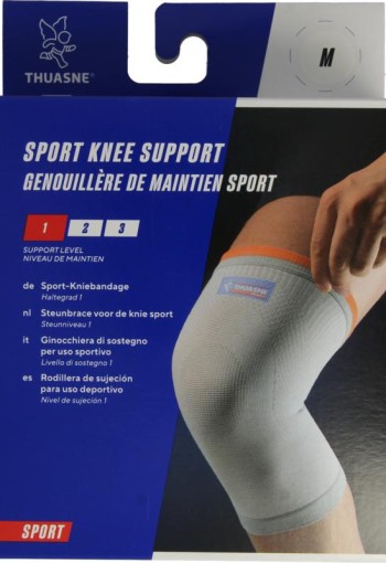 Thuasne Steunbrace knie elastisch lichtgrijs maat M (1 Stuks)