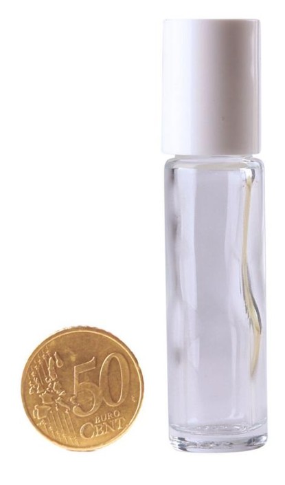 Helios Holland Rollerflesje helder glas 10ml incl witte dop (5 Stuks)