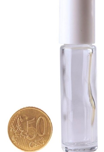 Helios Holland Rollerflesje helder glas 10ml incl witte dop (5 Stuks)
