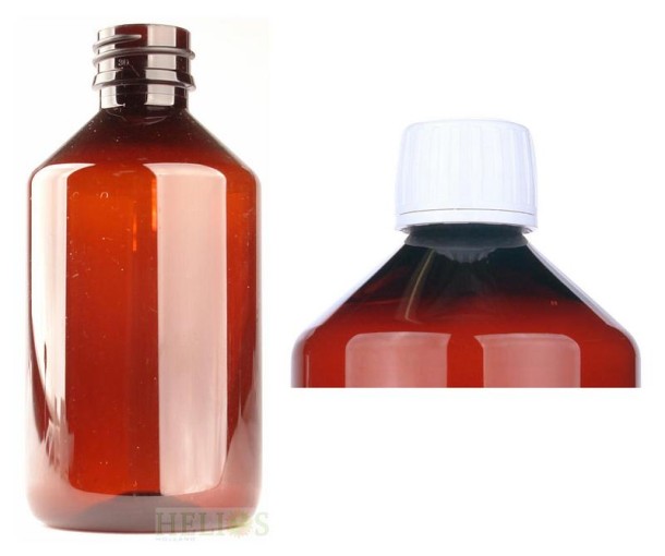 Helios Holland PET medicijnfles 250ml amber incl witte dop (15 Stuks)