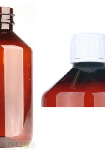 Helios Holland PET medicijnfles 250ml amber incl witte dop (15 Stuks)