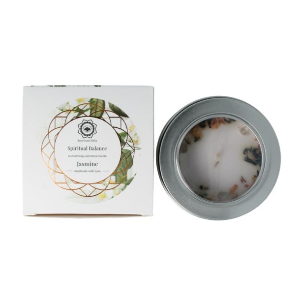 Green Tree Geurkaars edelsteen spiritueel balans jasmijn (70 Gram)