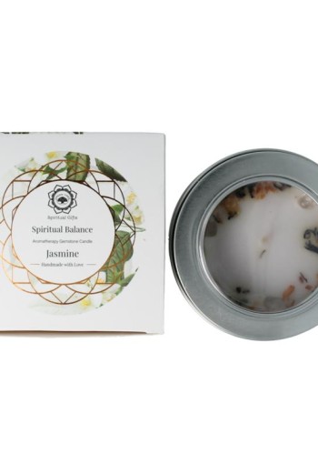 Green Tree Geurkaars edelsteen spiritueel balans jasmijn (70 Gram)
