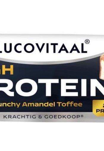 Lucovitaal Protein high reep crunchy amandel toffee (1 Stuks)