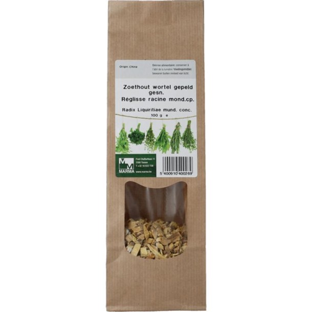 Marma Zoethoutwortel gepeld gesneden (100 Gram)
