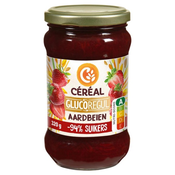 Cereal Aardbeienjam minder suikers (320 Gram)