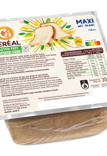 Cereal Maxi wit brood gluten en lactosevrij (350 Gram)