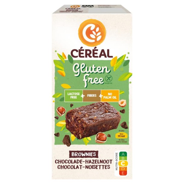 Cereal Brownies chocolade & hazeln gluten- lactosevrij (150 Gram)
