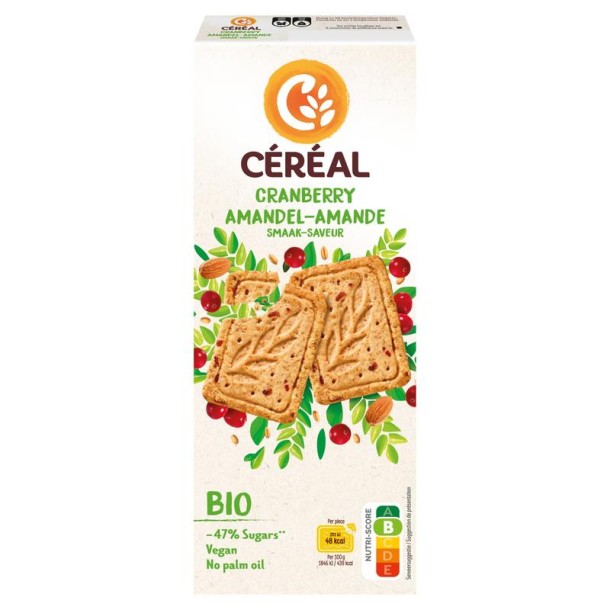 Cereal Koekjes cranberry amandel bio (132 Gram)