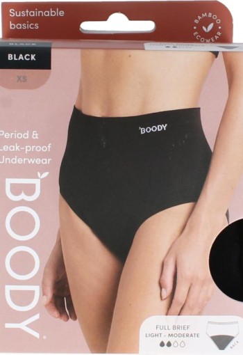 Boody Menstruatie ondergoed zwart licht/normaal maat XS (1 Stuks)