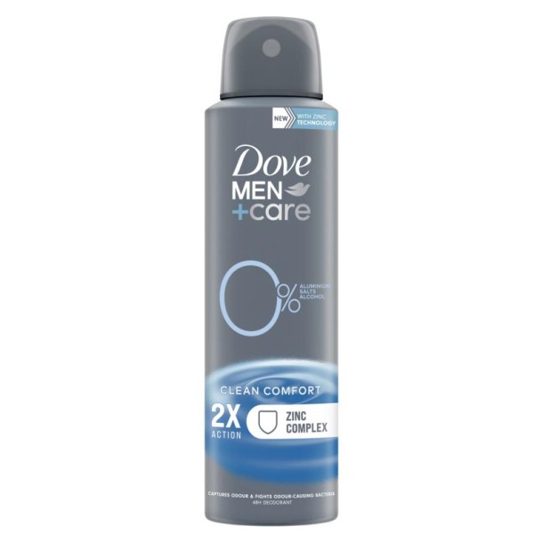Dove Deodorant spray men+ care clean comfort 0% 150 Milliliter