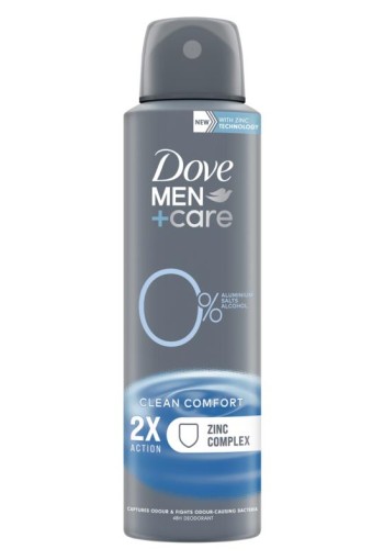 Dove Deodorant spray men+ care clean comfort 0% 150 Milliliter