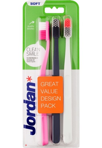 Jordan Clean Smile Soft Tandenborstel 3 stuks