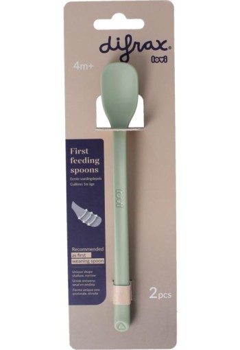 Difrax Lovi Eerste voedingslepel pistachio (2 Stuks)