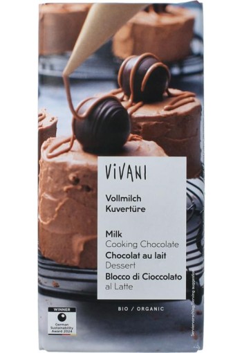 Vivani Couverture smeltchocolade melk bio (150 Gram)