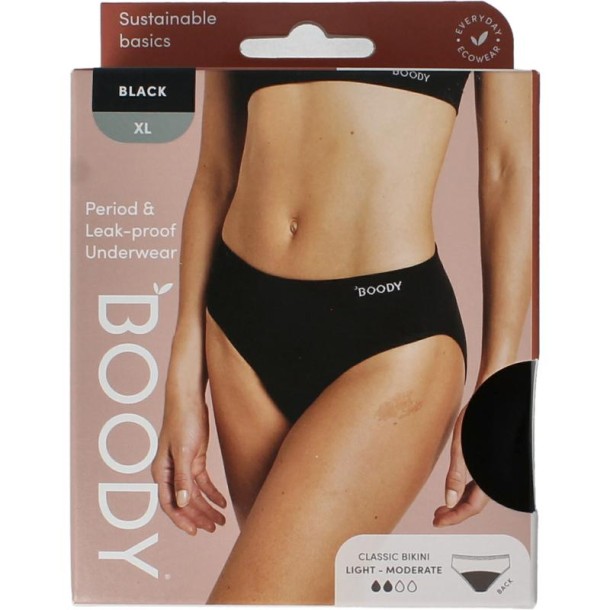 Boody Menstruatieondergoed bikinislip zwart licht XL (1 Stuks)
