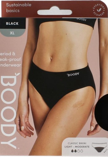 Boody Menstruatieondergoed bikinislip zwart licht XL (1 Stuks)