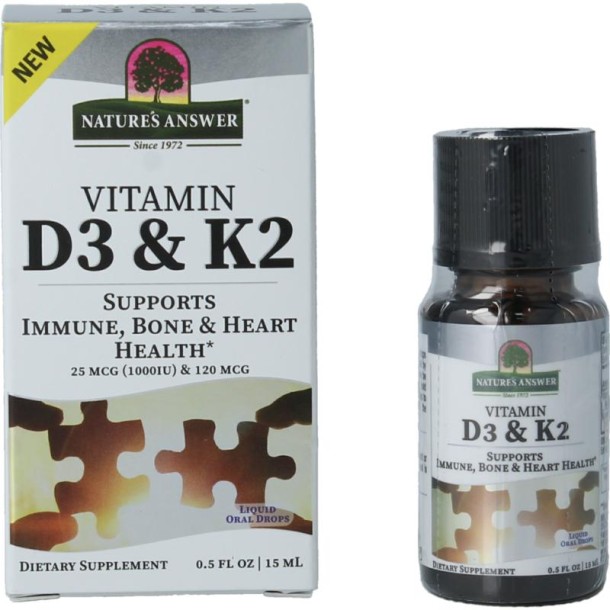 Natures Answer Vitamine D3 en K2 druppels (15 Milliliter)