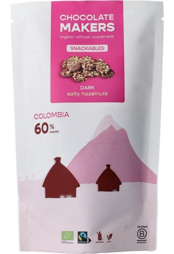 Chocolatemakers Snackable puur 60% met hazelnoot bio (100 Gram)