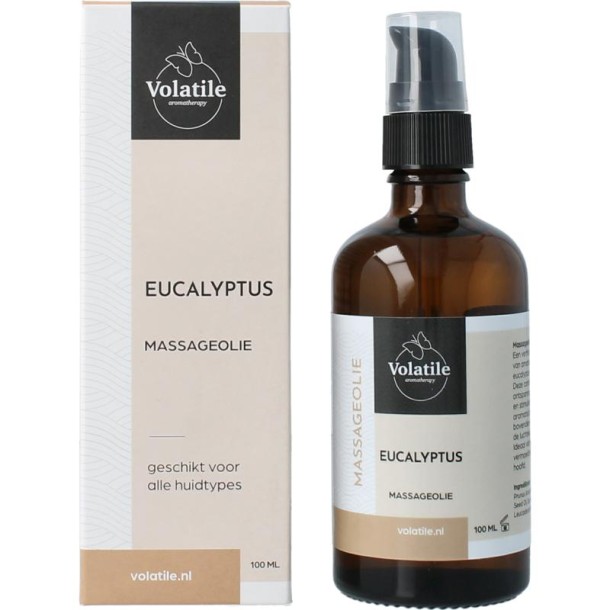 Volatile Massageolie eucalyptus glas met pomp (100 Milliliter)