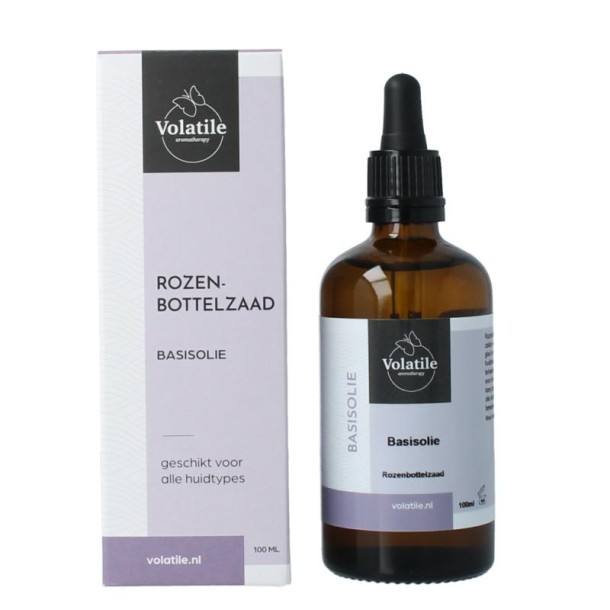 Volatile Rozenbottelzaad basisolie glazen fles (100 Milliliter)