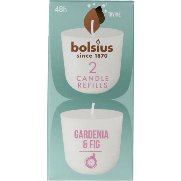 Bolsius Clean light gardenia & fig navul (2 Stuks)