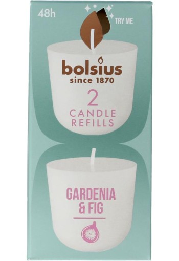 Bolsius Clean light gardenia & fig navul (2 Stuks)
